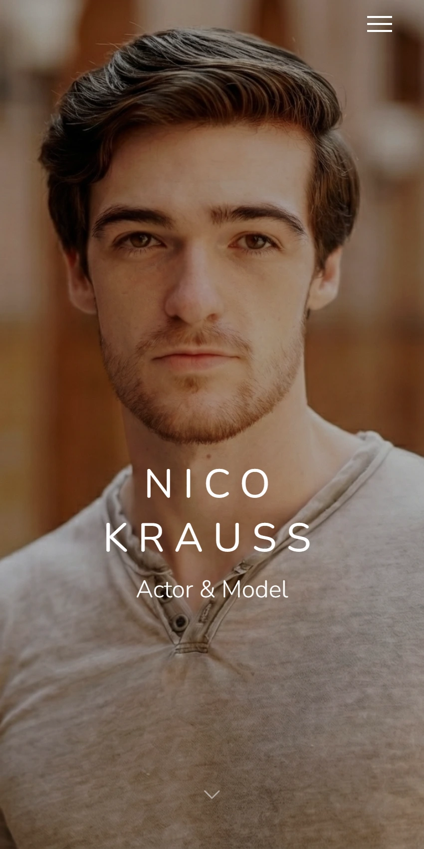 Nico Krauss actor website, mobile view